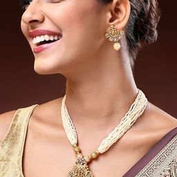 ADIVA 18K Gold-Plated Lord Ganesha Kundan Studded & Beaded Jewellery Set-image-52