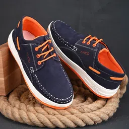 AMICO Men Lightweight Comfort Insole Contrast Sole Boat Shoes-image-13