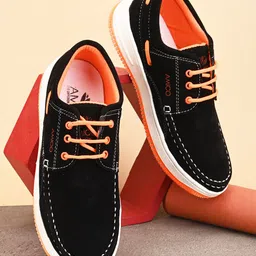 AMICO Men Lightweight Comfort Insole Contrast Sole Boat Shoes-image-3