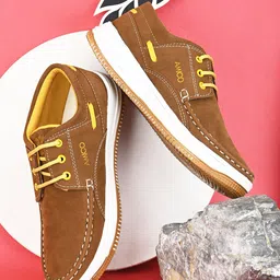 AMICO Men Lightweight Comfort Insole Contrast Sole Boat Shoes-image-11