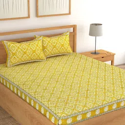 Lali Prints Brown & White Ethnic Motifs Cotton 180 TC King Bedsheet With 2 Pillow Covers-image-40