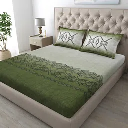 MAFATLAL Green & Black Abstract Printed Cotton 186 TC King Bedsheet Set- 2.74 m x 2.74 m-image-35