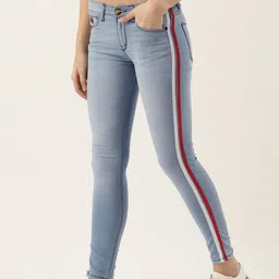 Campus Sutra Women Blue Slim Fit Mid-Rise Cotton Clean Look Stretchable Jeans-picture-15