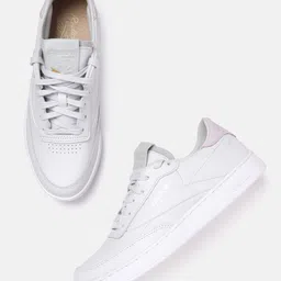 Reebok Classic Women Grey & White Perforated Club C Clean Sneakers-image-75