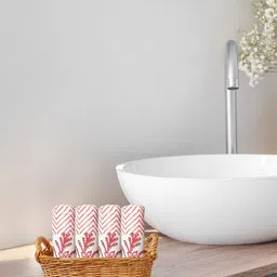 Living Roots Pink & White 4Pcs Ptinted Cotton Soft Absorbent 400 GSM Face Towels-image-90