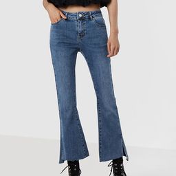 Urban Revivo Women Slit Hem Flared High-Rise Light Fade Stretchable Jeans-image-63