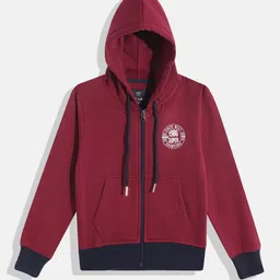 Little Marco Boys Typography Printed Detail Hooded Front-Open Sweatshirt-image-56