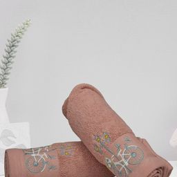 RANGOLI Peach-Colored 2-Pieces 550 GSM Pure Cotton Hand Towels-40
