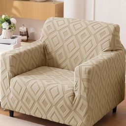 HOUSE OF QUIRK Jacquard Fabric Single Seater 220 GSM Textured Sofa Cover-image-14