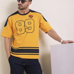 Difference of Opinion Men Typography Printed Round Neck Pure Cotton Oversized T-shirt-image-73