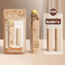 YK Kids 4 Pieces Capybara Design Retractable Press Pen Eraser-18