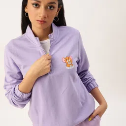 Kook N Keech Toons Teens Girls Lavender Tom & Jerry Print Sweatshirt-image-28