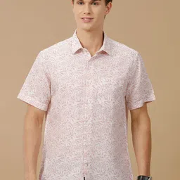 Linen Club Men Contemporary Slim Fit Spread Collar Pure Linen Shirt-image-87