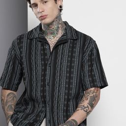 The Indian Garage Co Relaxed Fit Self Striped Drop-Shoulder Sleeves Casual Shirt-image-90