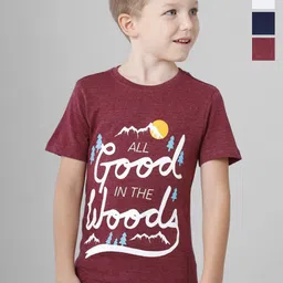 BAESD Boys Pack Of 5 Typography Printed Round Neck Short Sleeves Tshirts-45