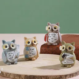 TIED RIBBONS 4 Piece Owl Statue Miniature Figurine Showpieces-image-43