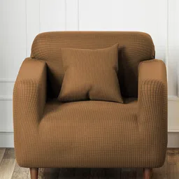 Lukzer Beige Printed Jacquard Elasticated 1 Seater Sofa Cover-image-80