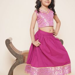 Aj DEZInES Girls Woven Design Gotta Patti Ready to Wear Lehenga Choli-picture-42