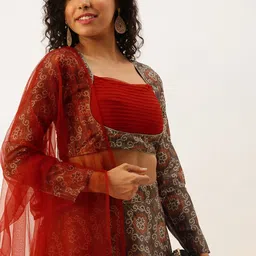 Ethnovog Embroidered Sequinned Ready to Wear Lehenga & Blouse With Dupatta-image-34