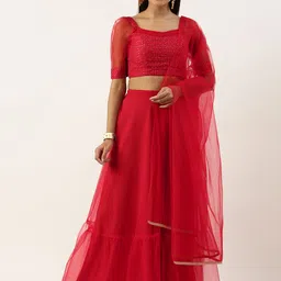 Ethnovog Embroidered Sequinned Ready to Wear Lehenga & Blouse With Dupatta-picture-8