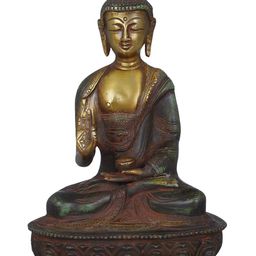 Exotic India Gold Toned Tibetan Buddhist Lord Buddha Showpiece-image-97