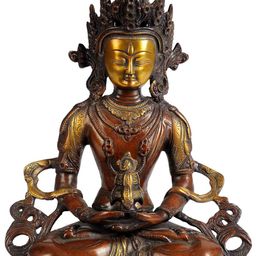 Exotic India Gold Toned Religious Brass Deity Buddha Showpiece-image-32