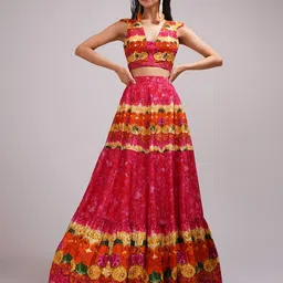 Breathe by Aakanksha Singh Printed Sequinned Silk Made to Measure Lehenga & Blouse-27