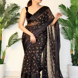 SANJANA SILK Ethnic Motifs Printed Pure Georgette Bagh Saree-picture-17