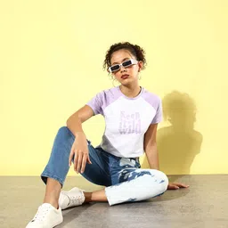 Kook N Keech Pearl White Vacay Chill Graphic High Raglan Sleeves Cotton T-shirt-image-54