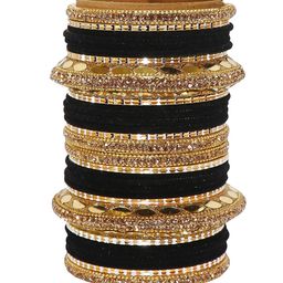 NMII Set Of 30 Mirror & Zircon Gemstone Studded Bridal Bangle-11
