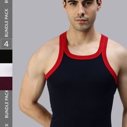 Lux Cozi Men Pack Of 4 Assorted Pure Cotton Innerwear Gym Vests-image-67