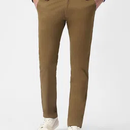Urbano Fashion Men Khaki Brown Slim Fit Solid Regular Trousers-image-79