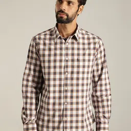Indian Terrain Slim Indian Slim Fit Spread Collar Tartan Checks Cotton Casual Shirt-picture-14