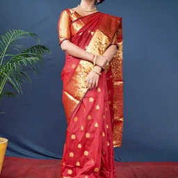 AMRUTKALA SAREES Floral Woven Design Zari Banarasi Saree-image-29