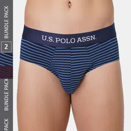 U.S. Polo Assn. Men Pack Of 2 Striped Anti Bacterial Basic Briefs-29