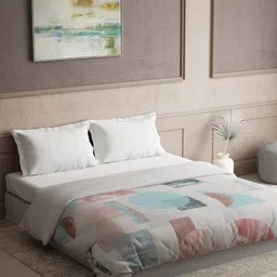 DDecor White & Pink Geometric Pure Cotton 300 GSM Heavy Winter Double Bed Quilt-picture-56