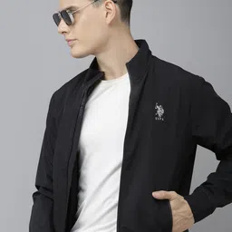 U S Polo Assn Men Black Brand Logo Long Sleeves Bomber Jacket-image-18