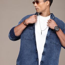 Roadster Men Oversized Pure Cotton Denim Casual Shirt-image-125