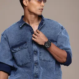 Roadster Men Oversized Pure Cotton Denim Casual Shirt-image-63