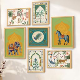 Art Street Green & Yellow 7 Pieces Floral and Botanical Wooden Wall Arts-image-91