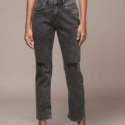bebe Women Charcoal Black Denim Daze Mildly Distressed Light Fade Stretchable Jeans-picture-21