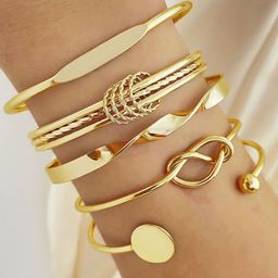 Shining Diva Fashion 5 Pcs Gold-Plated Multistrand Bracelet-24