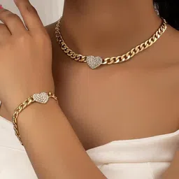 Shining Diva Fashion Gold-Plated Crystals Stone Studded Jewellery Set-image-78