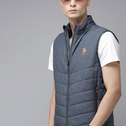 U.S. Polo Assn. Denim Co. Men Navy Blue Solid Gilet Padded Jacket-picture-1
