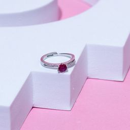 Zisthi 925 Sterling Silver Rhodium-Plated Layered Elegance Adjustable Ring-52