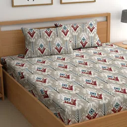 CG HOMES Grey & White Printed Cotton 210 TC Queen Bedsheet Set 2.5 m x 2.25 m-image-10