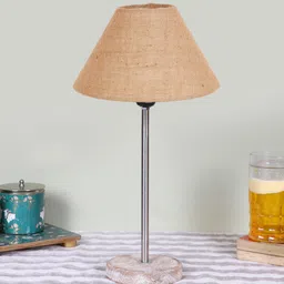 Devansh Beige Wood & Cotton Frustum Contemporary Table Lamp-19