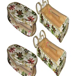 atorakushon Cream & Red 4 Pieces Reusable Travel Shoe & Slipper Storage Organisers-17