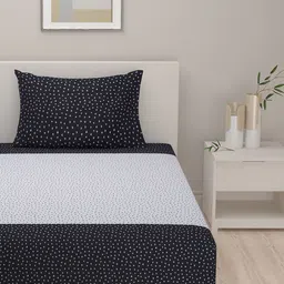 SWAYAM Shades of Paradise Black 180 TC Cotton Single Bedsheet with 1 Pillow Cover-picture-10