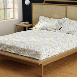URBAN SPACE Blue & White Printed 200 TC Cotton Single Bedsheet With 1 Pillow Cover-image-15
